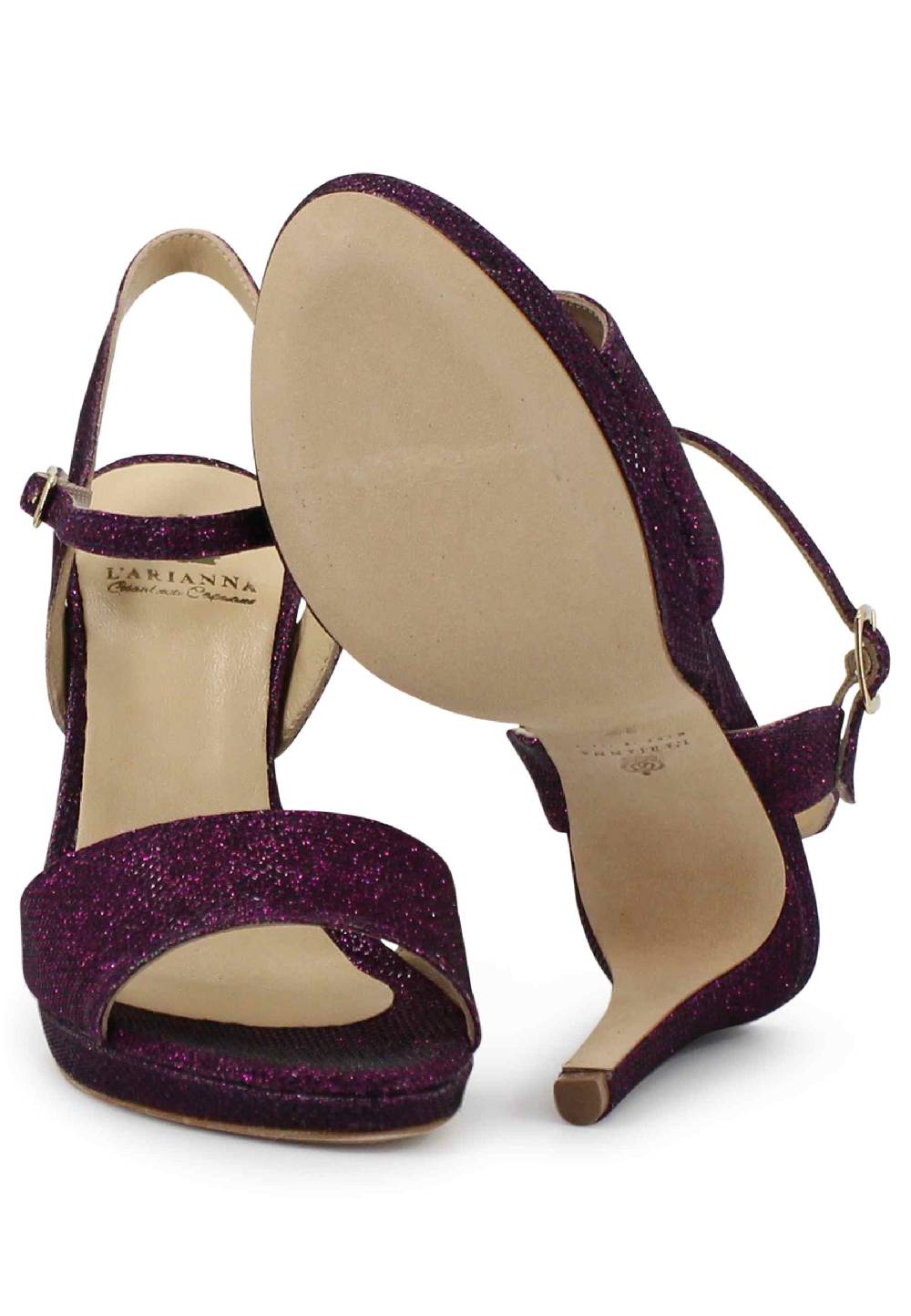 L'ARIANNA Sandali DS7055 donna in glitter viola con tacco alto a spillo Prezzo Ridotto