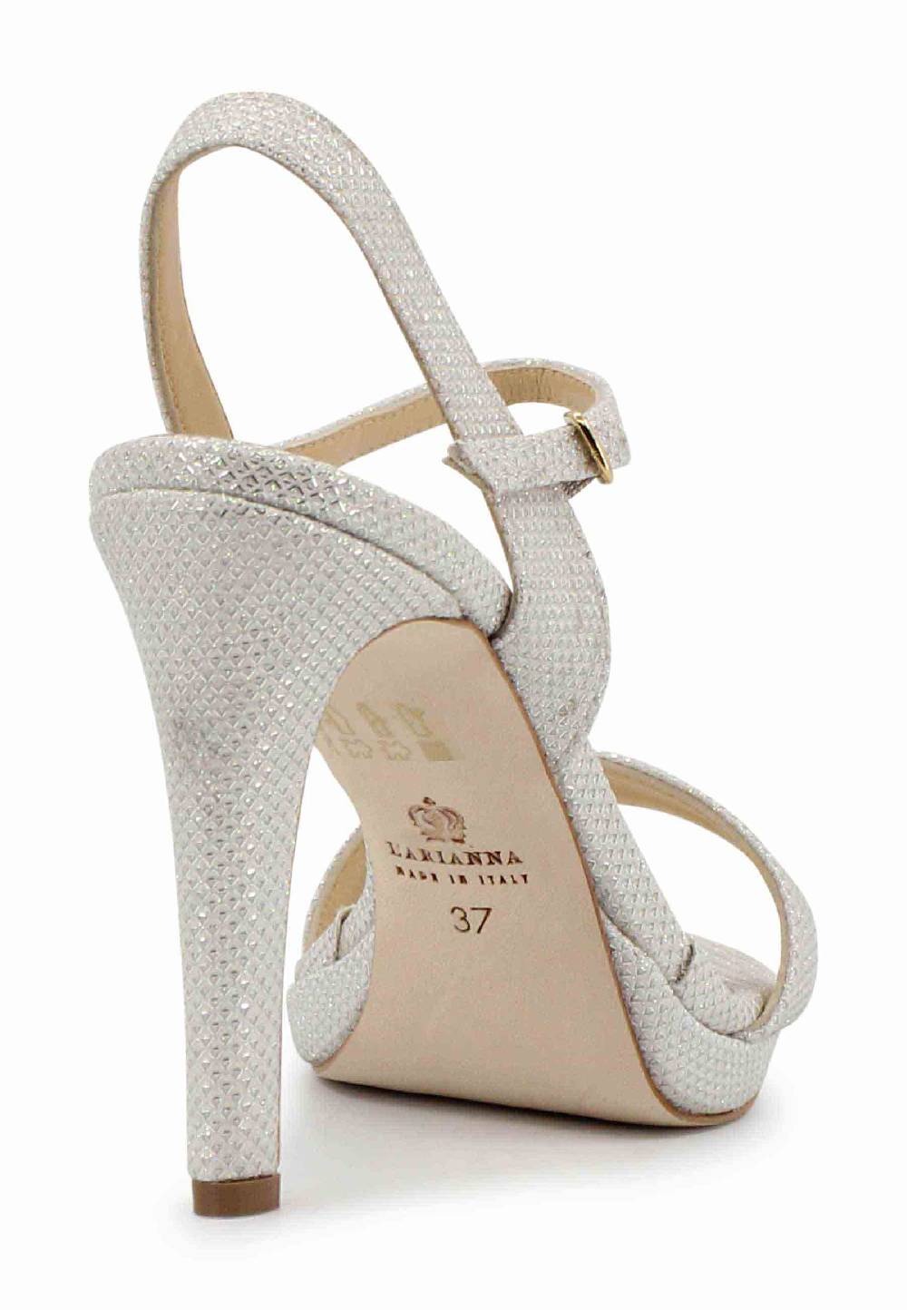 L'ARIANNA Sandali ds7054 donna in glitter bianco con tacco alto e cinturino alla caviglia Convenienza