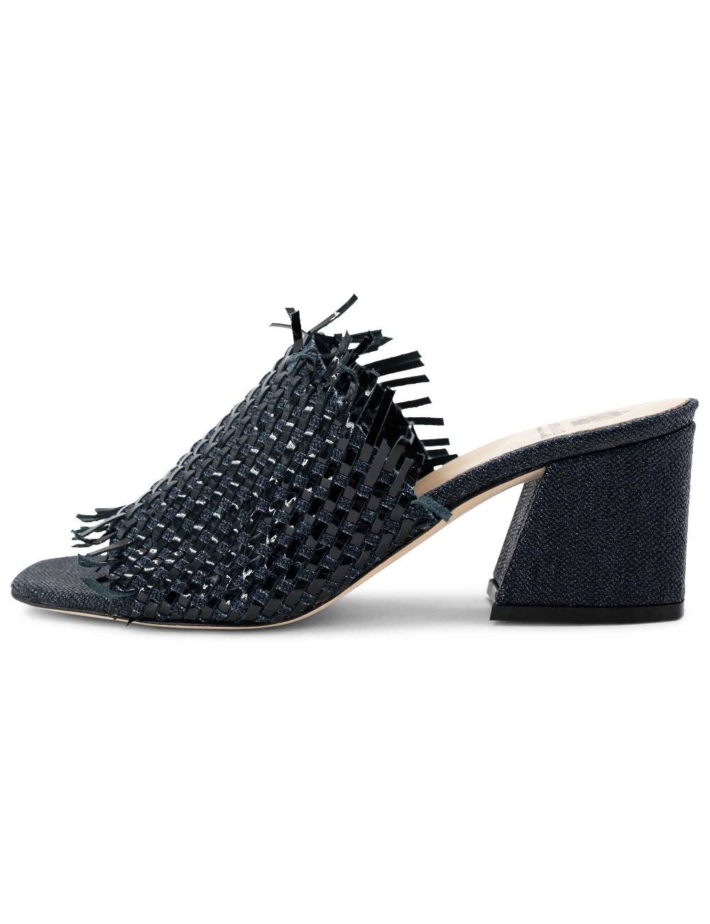 L'ARIANNA Sandali cb1260/g donna in pelle intrecciata in tessuto zena dark con punta quadra L'Arianna Sconto