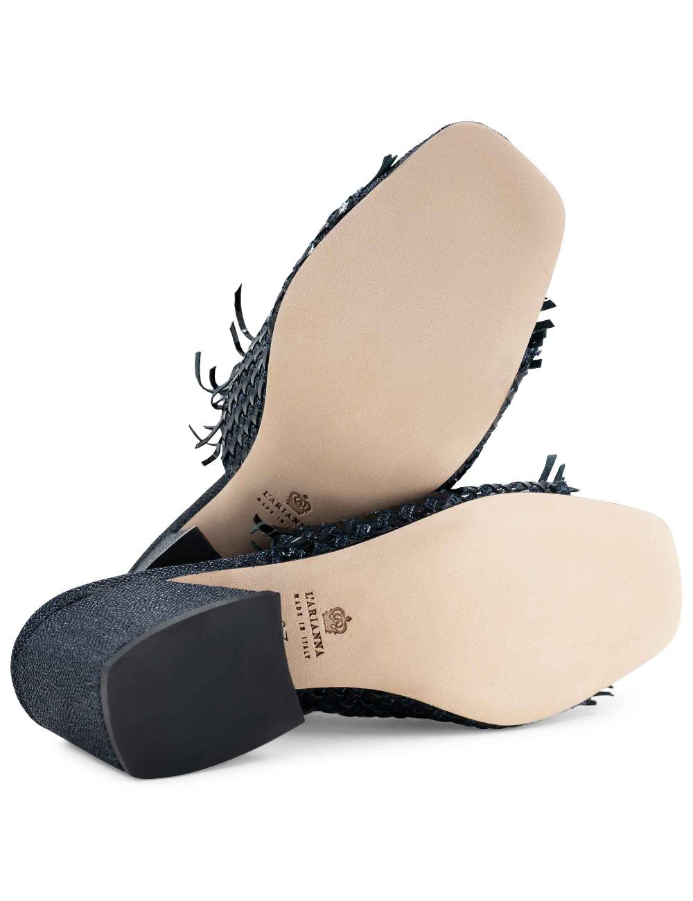 L'ARIANNA Sandali cb1260/g donna in pelle intrecciata in tessuto zena dark con punta quadra L'Arianna Sconto