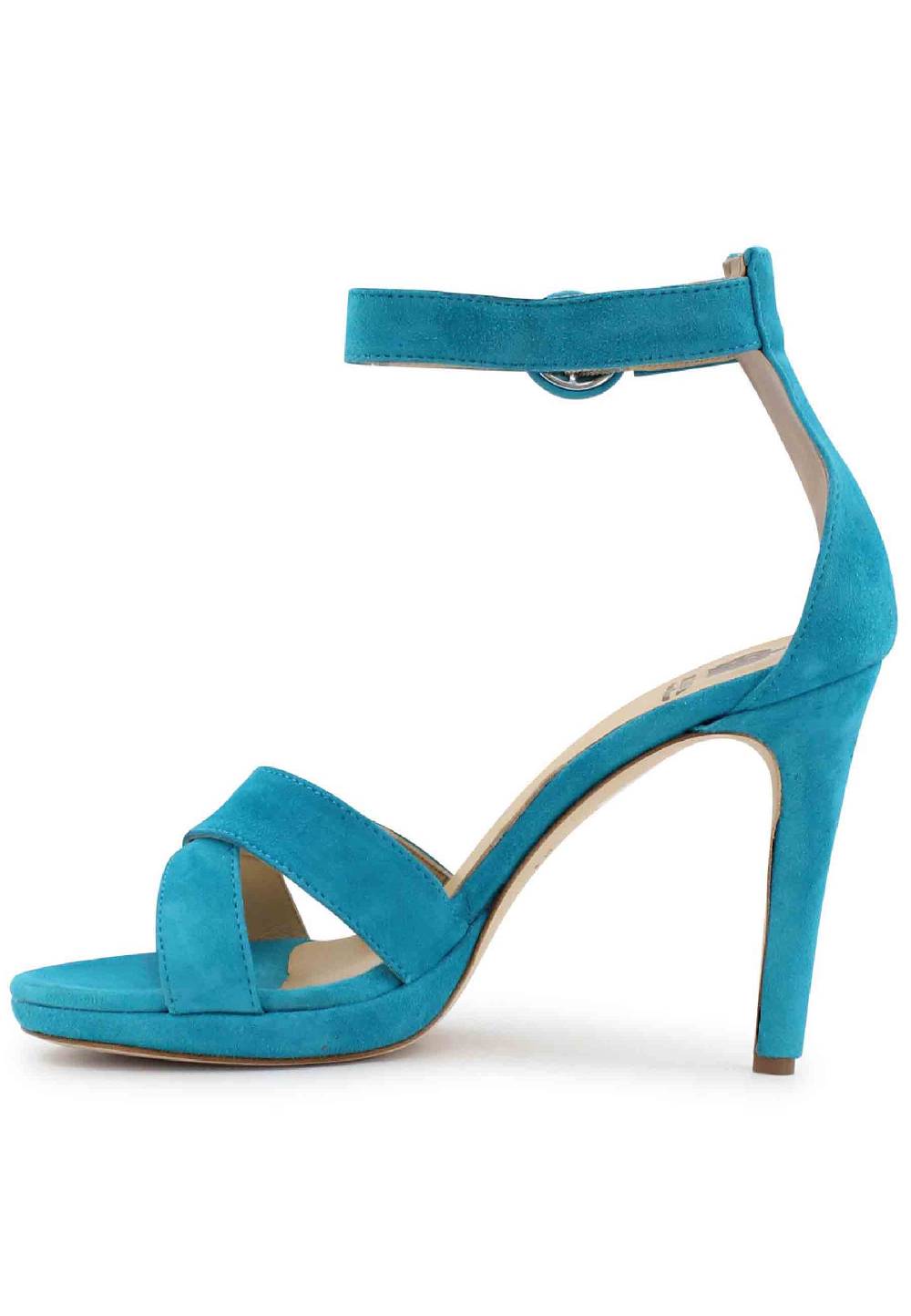 L'ARIANNA Sandali DS1507 donna in pelle azzurra con tacco alto e cinturino alla caviglia Outlet