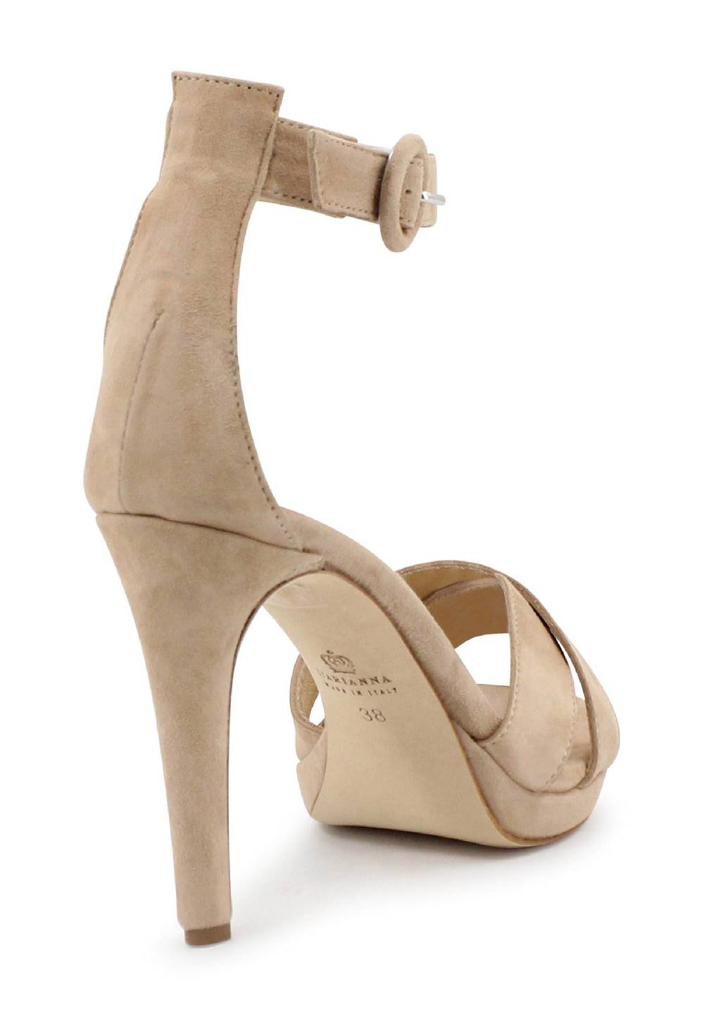 L'ARIANNA Sandali DS1507 donna in camoscio nude con tacco alto e cinturino alla caviglia In Vendita