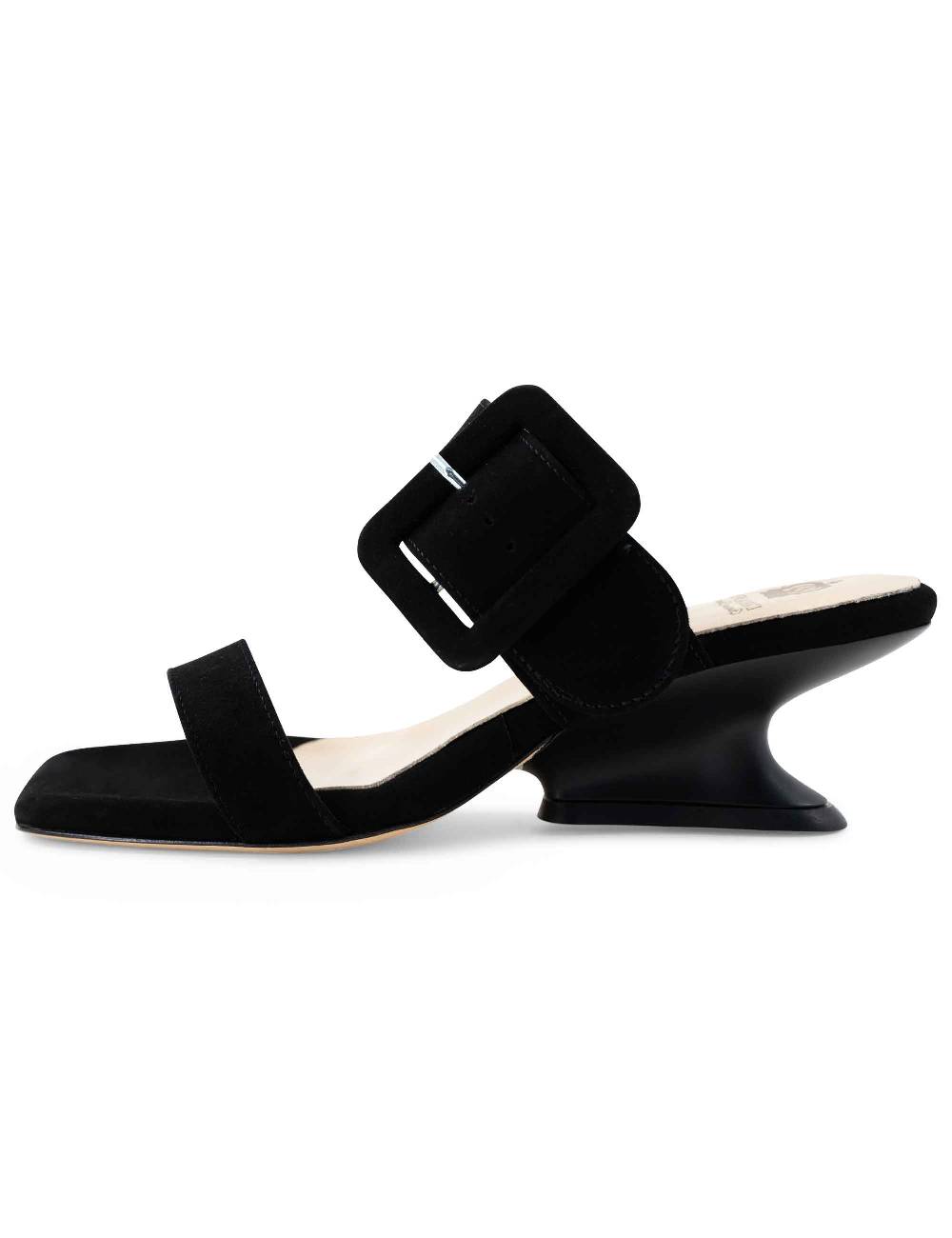 L'ARIANNA Sandali ds1359/z donna in camoscio nero con zeppa bassa I Più Venduti