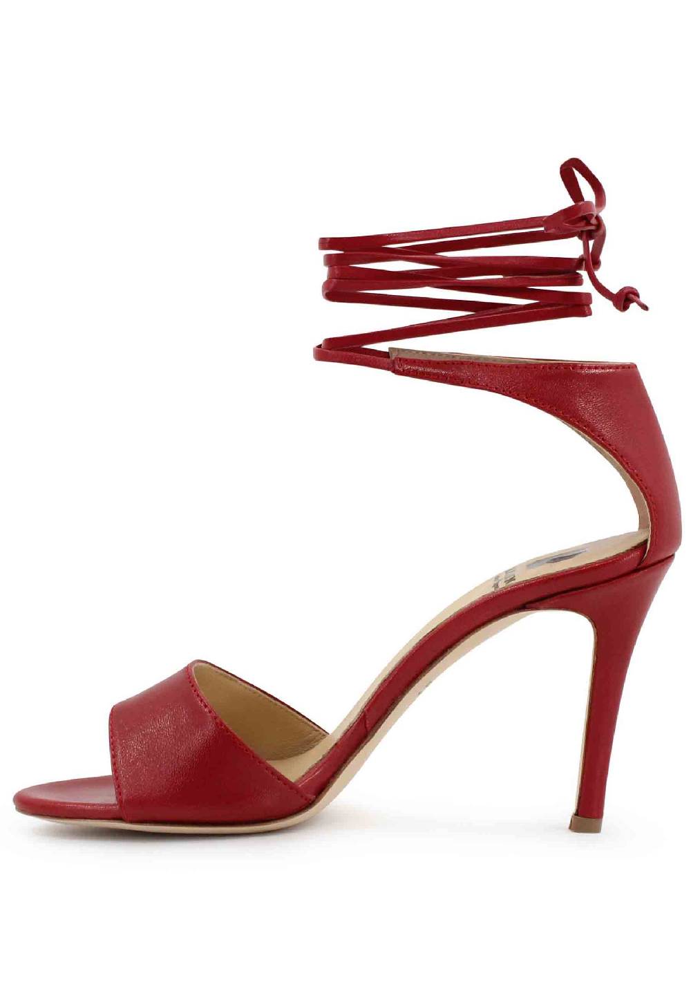 L'ARIANNA Sandali DS7042 da donna in pelle rosso tacco alto con tacco alto e laccetti alla caviglia Hotsell