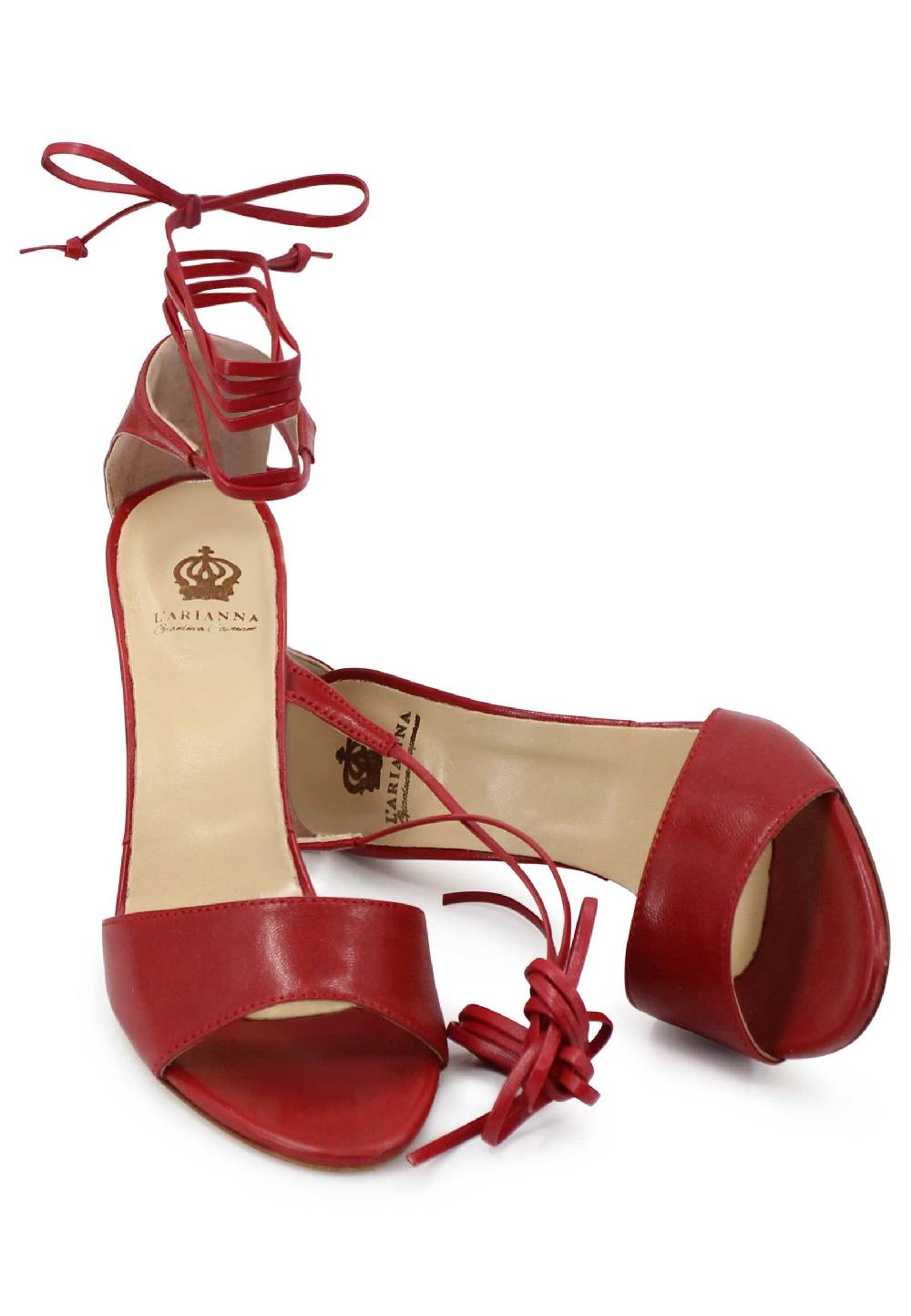 L'ARIANNA Sandali DS7042 da donna in pelle rosso tacco alto con tacco alto e laccetti alla caviglia Hotsell