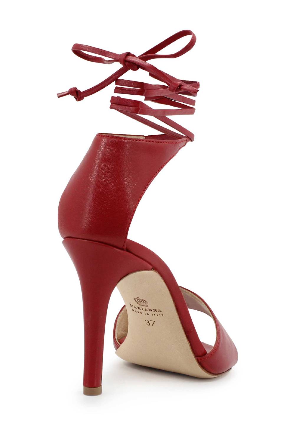 L'ARIANNA Sandali DS7042 da donna in pelle rosso tacco alto con tacco alto e laccetti alla caviglia Hotsell