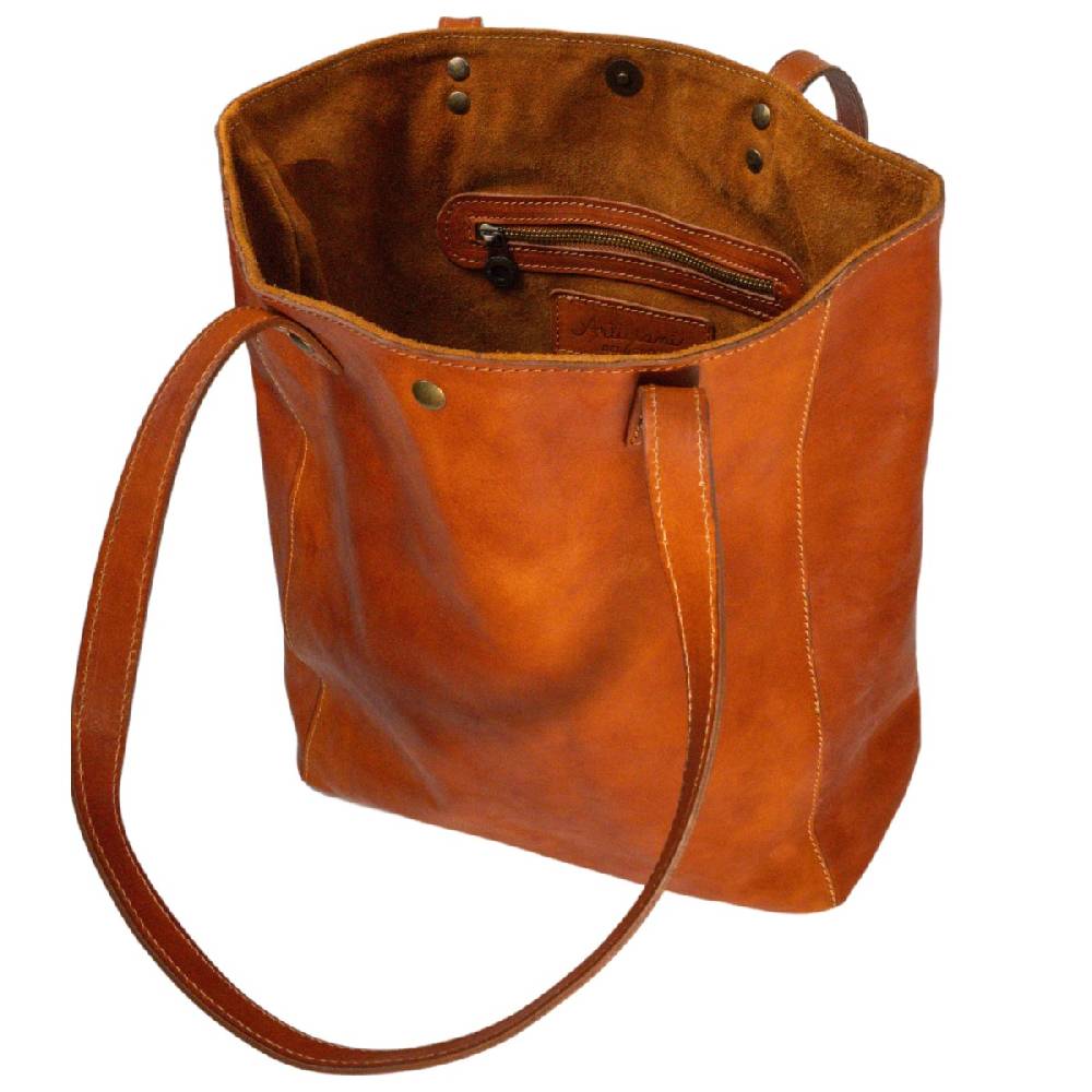 Lartigiano Del Cuoio Shopping bag in pelle color cuoio realizzata a mano in Toscana Offerta