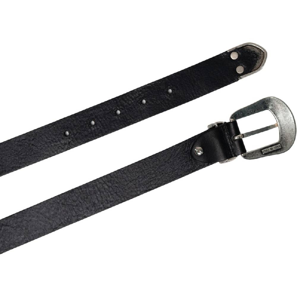 Lartigiano Del Cuoio Cintura western donna in pelle nero con puntale in metallo inciso Vendita Calda