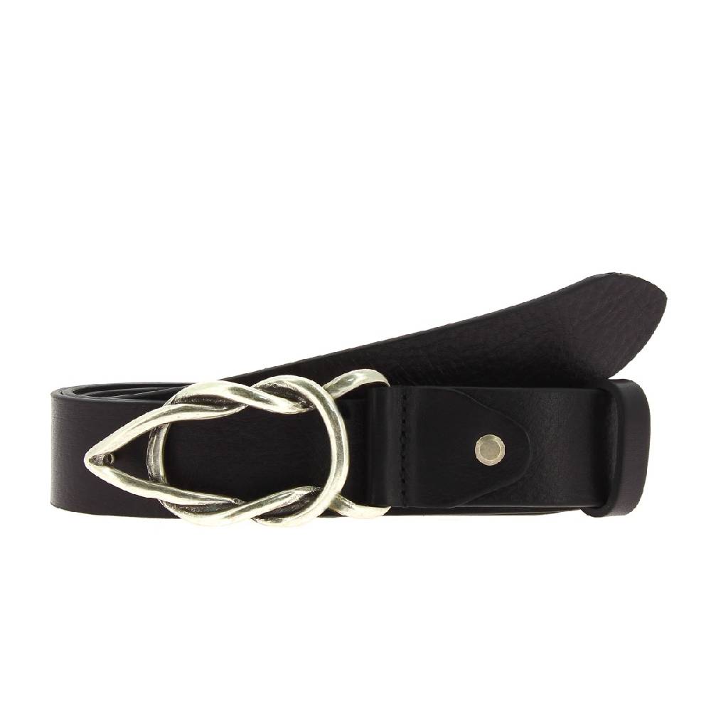 Lartigiano Del Cuoio Cintura in pelle di toro nera con fibbia casual in metallo Negozio