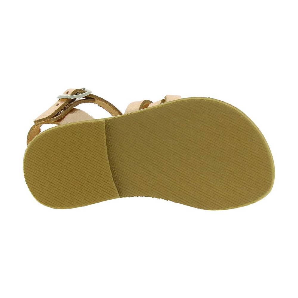 Lartigiano Del Cuoio Sandali intrecciati gladiatore da bambina in pelle di vitello laminata oro rosa chiusura con fibbia In Linea