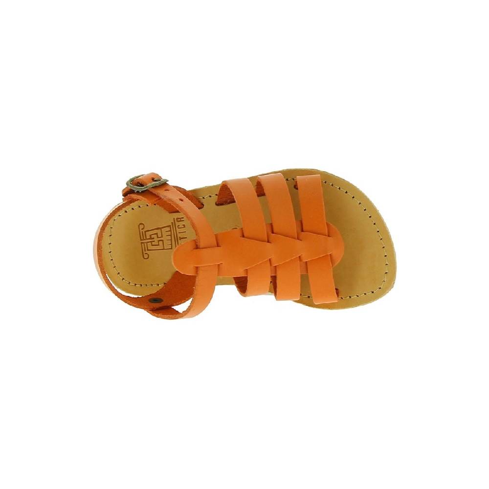 Lartigiano Del Cuoio Sandalo da bambino in pelle di vitello arancione chiusura con fibbia Vendita