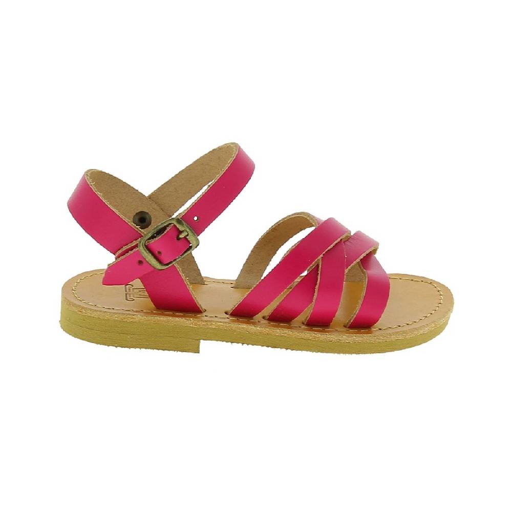 Lartigiano Del Cuoio Sandali intrecciati da bambina in pelle di vitello fucsia chiusura con fibbia Promozione