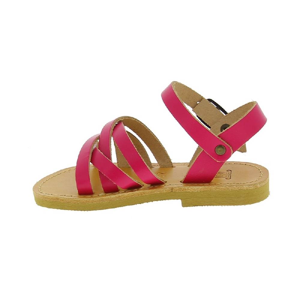Lartigiano Del Cuoio Sandali intrecciati da bambina in pelle di vitello fucsia chiusura con fibbia Promozione