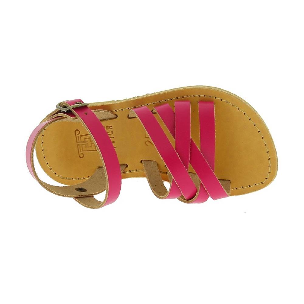 Lartigiano Del Cuoio Sandali intrecciati da bambina in pelle di vitello fucsia chiusura con fibbia Promozione
