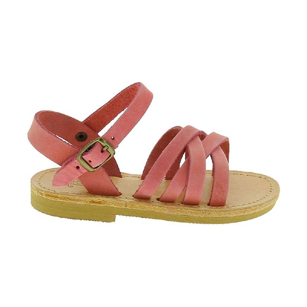 Lartigiano Del Cuoio Sandali intrecciati da bambina in pelle nubuck rosa chiaro chiusura con fibbia Pezzi Unici