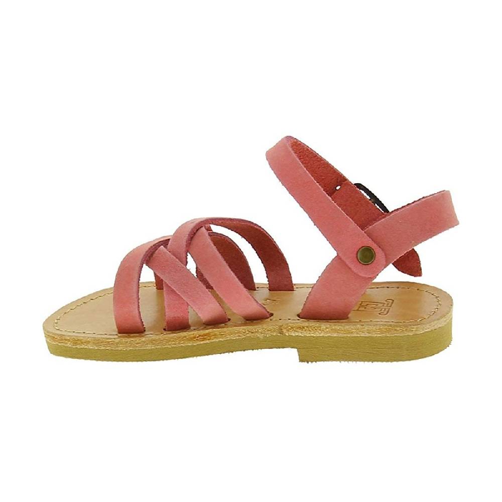 Lartigiano Del Cuoio Sandali intrecciati da bambina in pelle nubuck rosa chiaro chiusura con fibbia Pezzi Unici