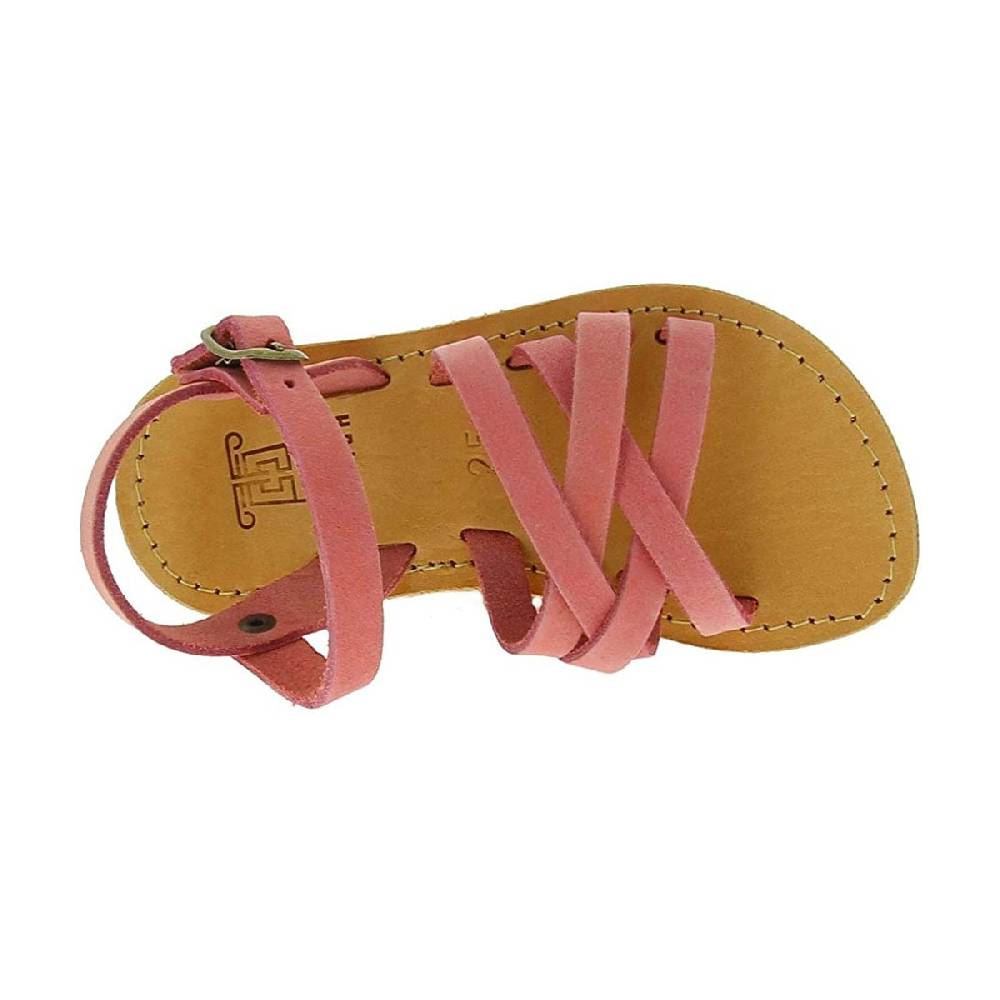 Lartigiano Del Cuoio Sandali intrecciati da bambina in pelle nubuck rosa chiaro chiusura con fibbia Pezzi Unici