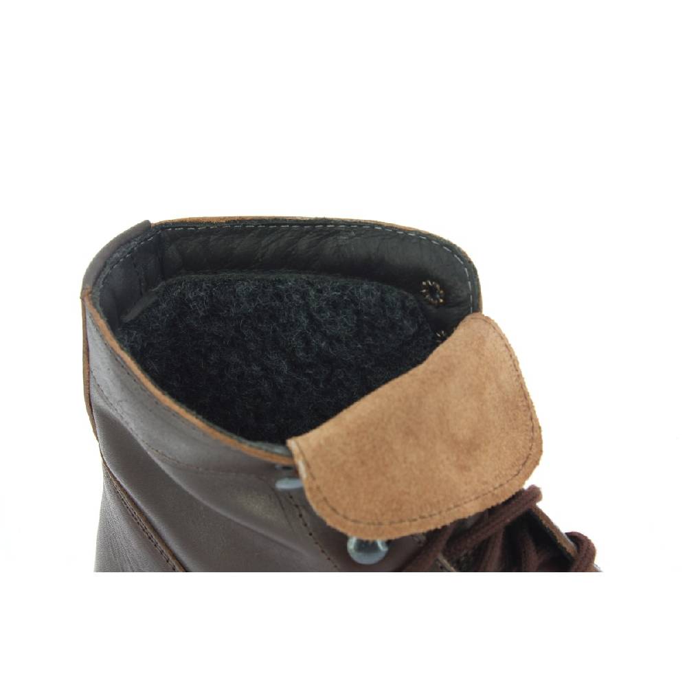 Lartigiano Del Cuoio Stivaletti da donna in pelle marrone scuro con fodera invernale Presa
