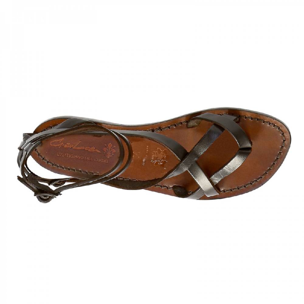Lartigiano Del Cuoio Sandali gladiatore fatti a mano in pelle colore testa di moro Sconto