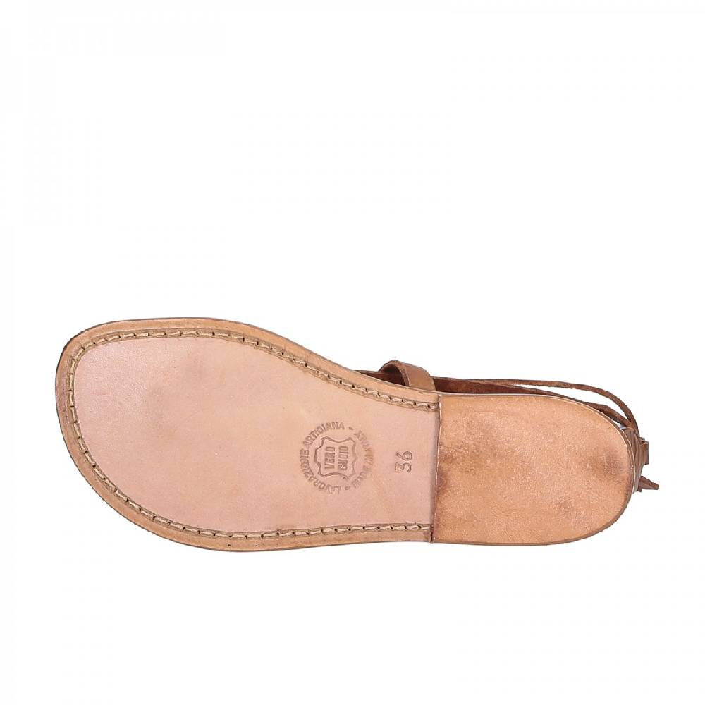 Lartigiano Del Cuoio Sandali alla schiava artigianali in pelle color cuoio Saldi Di Fabbrica