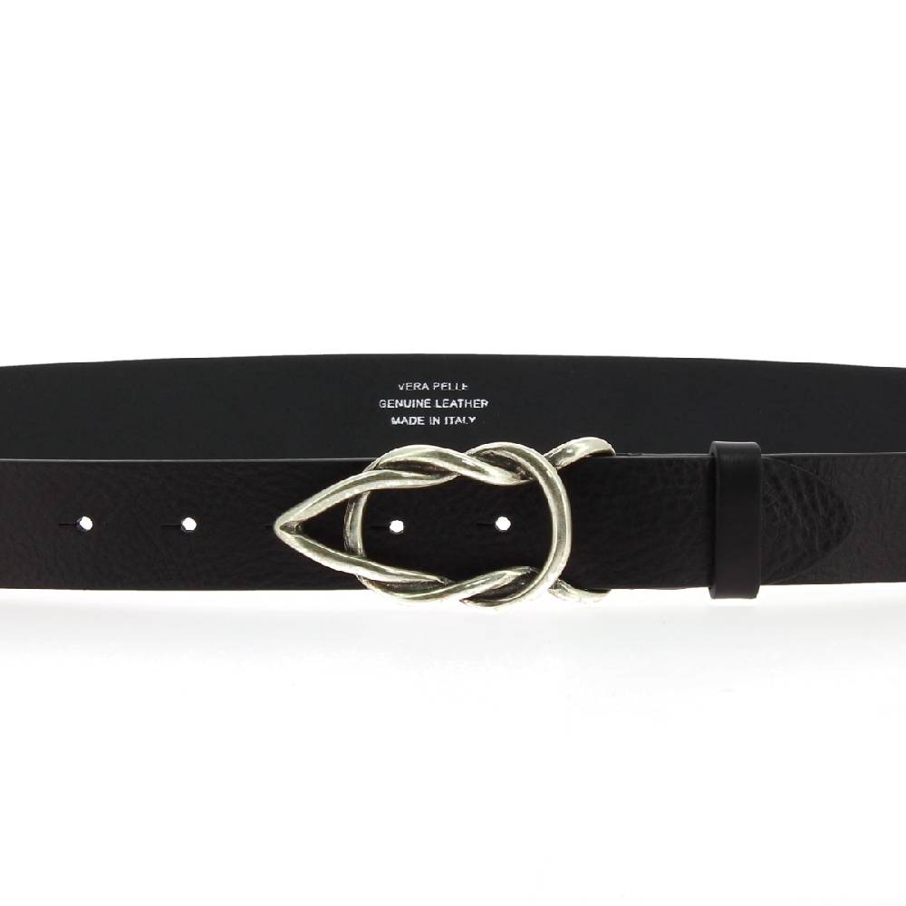 Lartigiano Del Cuoio Cintura donna artigianale in pelle nera con fibbia casual in metallo Spedizione Gratuita
