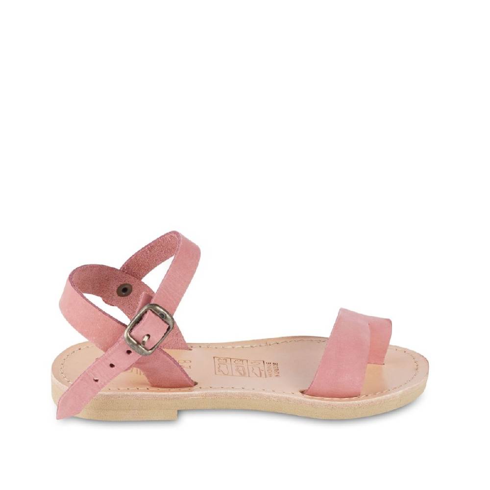 Lartigiano Del Cuoio Sandali infradito da bambina in pelle nubuk rosa chiusura con fibbia Acquista Ora