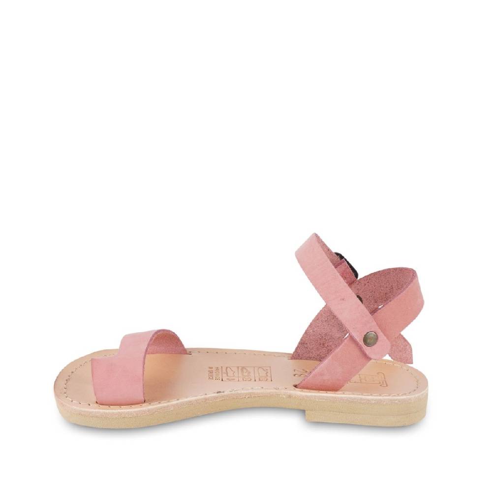 Lartigiano Del Cuoio Sandali infradito da bambina in pelle nubuk rosa chiusura con fibbia Acquista Ora