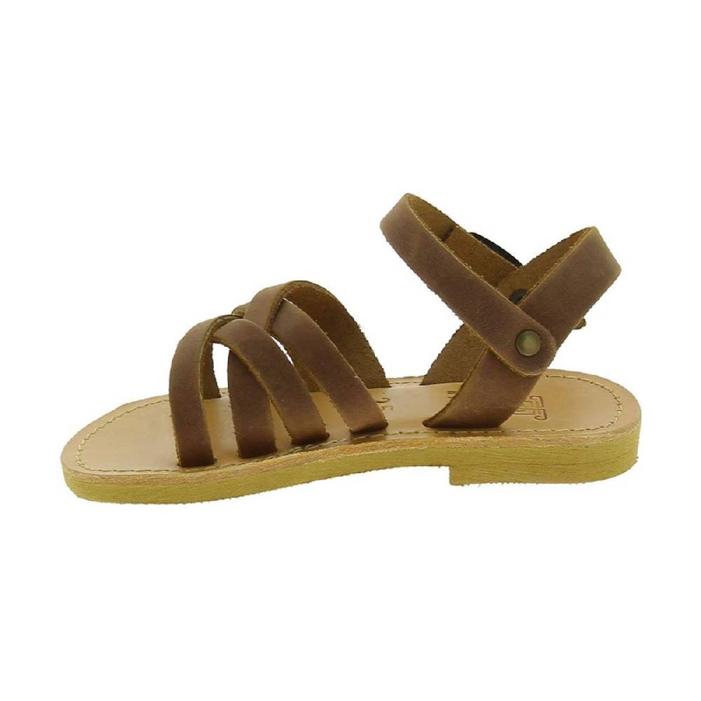 Lartigiano Del Cuoio Sandali intrecciati gladiatore da bambino in pelle nubuck marrone chiusura con fibbia Shopping Online