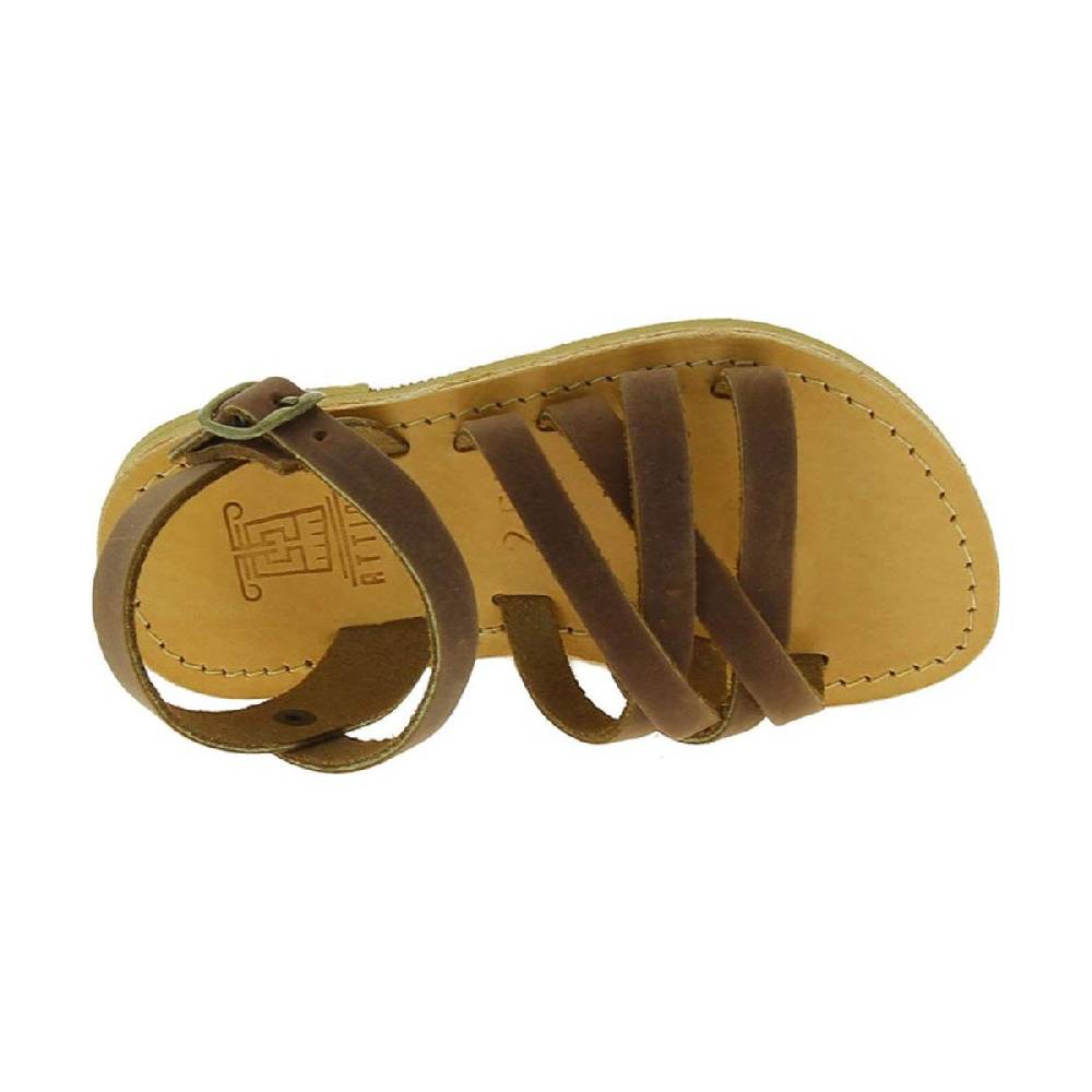 Lartigiano Del Cuoio Sandali intrecciati gladiatore da bambino in pelle nubuck marrone chiusura con fibbia Shopping Online