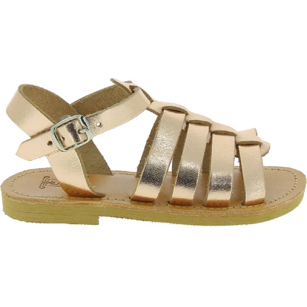 Lartigiano Del Cuoio Sandali gladiatore da bambina in pelle di vitello laminata oro rosa chiusura con fibbia Prezzo Ridotto