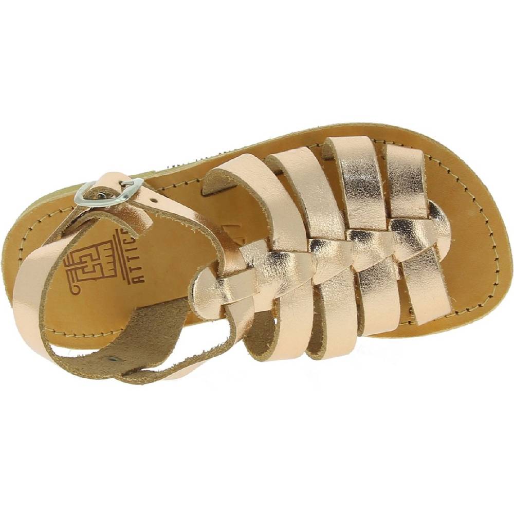 Lartigiano Del Cuoio Sandali gladiatore da bambina in pelle di vitello laminata oro rosa chiusura con fibbia Prezzo Ridotto