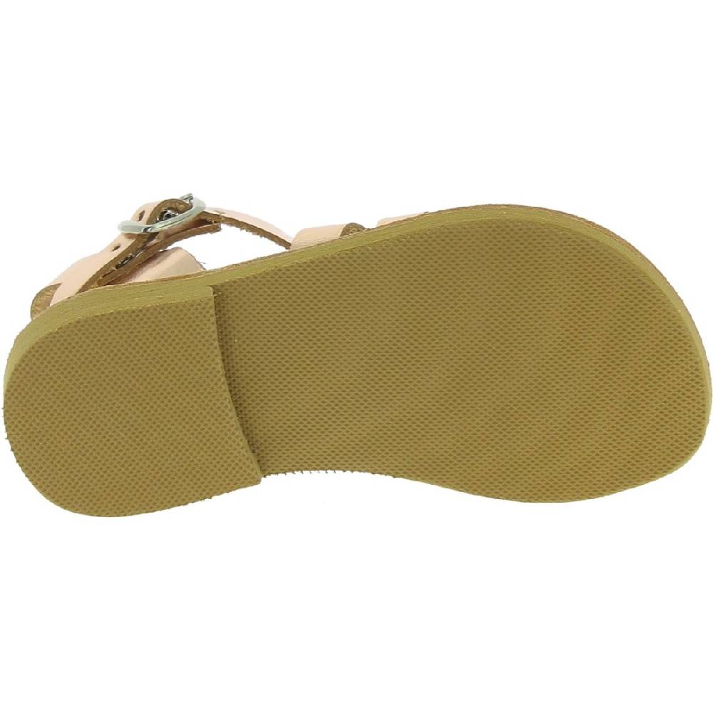 Lartigiano Del Cuoio Sandali gladiatore da bambina in pelle di vitello laminata oro rosa chiusura con fibbia Prezzo Ridotto