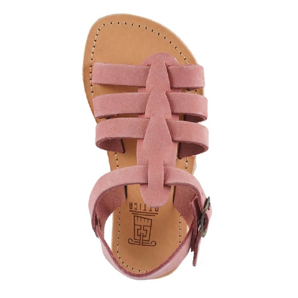 Lartigiano Del Cuoio Sandalo da bambina in morbida pelle nubuck rosa chiusura con fibbia Convenienza