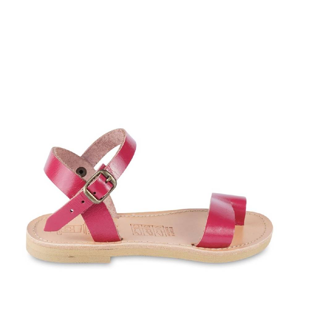 Lartigiano Del Cuoio Sandali infradito da bambina in pelle di vitello fucsia chiusura con fibbia Sconto