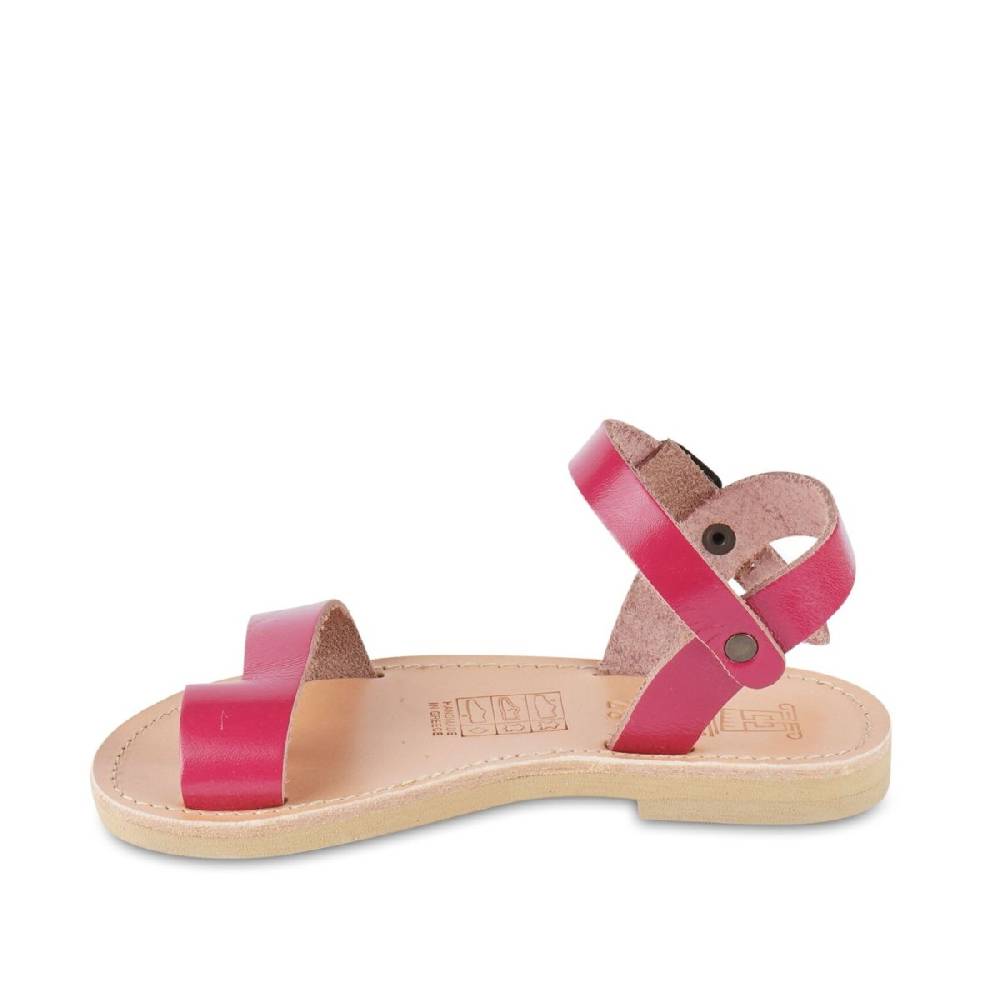 Lartigiano Del Cuoio Sandali infradito da bambina in pelle di vitello fucsia chiusura con fibbia Sconto