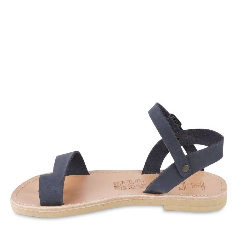 Lartigiano Del Cuoio Sandali infradito da bambino in pelle nubuk blu chiusura con fibbia Offerta