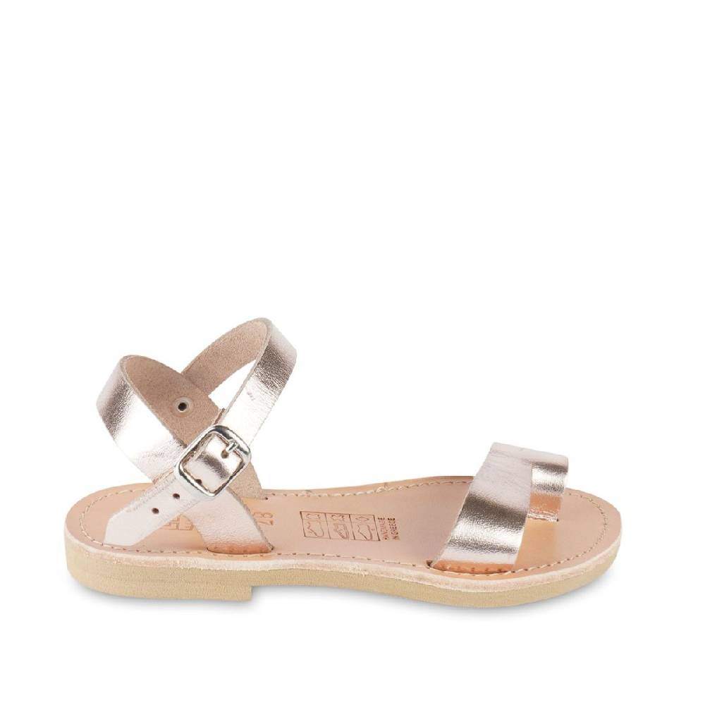 Lartigiano Del Cuoio Sandali infradito da bambina in pelle di vitello oro rosa chiusura con fibbia Outlet