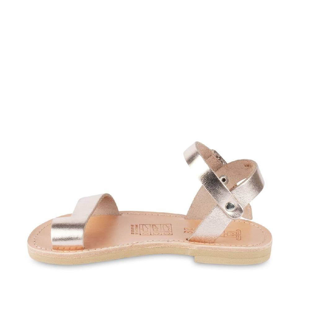 Lartigiano Del Cuoio Sandali infradito da bambina in pelle di vitello oro rosa chiusura con fibbia Outlet