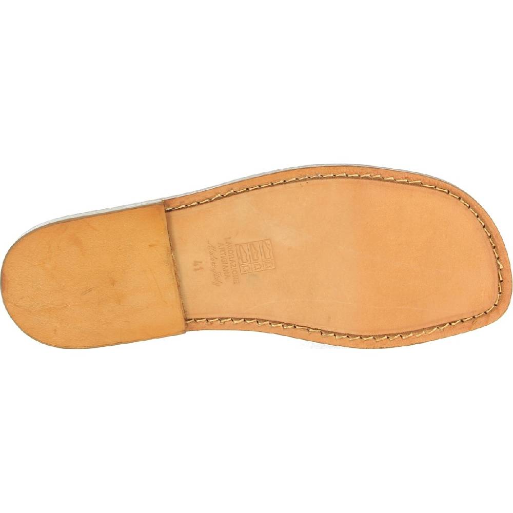 Lartigiano Del Cuoio Ciabatte da uomo in pelle di vitello color cuoio artigianali In Vendita