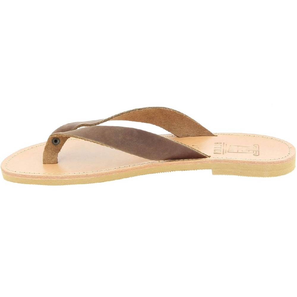 Lartigiano Del Cuoio Infradito uomo in nubuck testa di moro handmade in Greece Vendita Calda