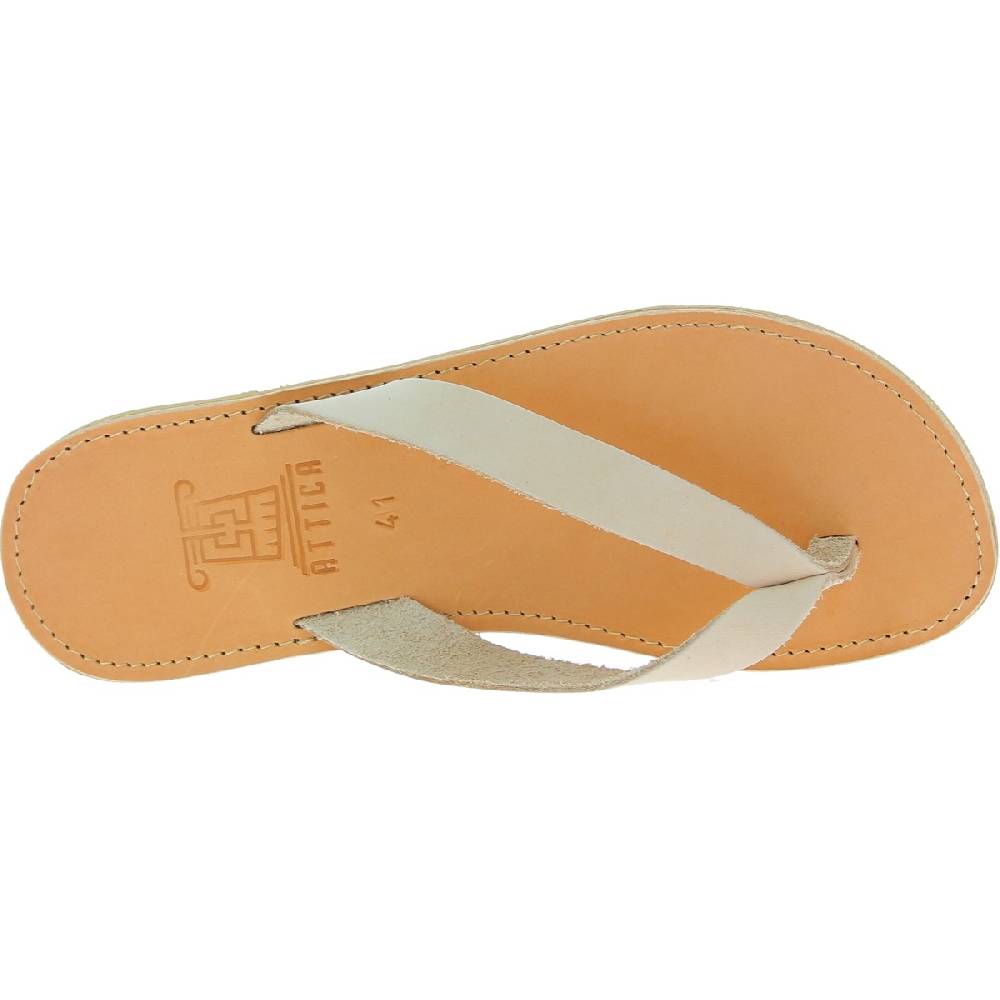 Lartigiano Del Cuoio Sandali infradito slip-on da uomo in pelle nabuk bianco sporco fatti a mano Vendita Economica