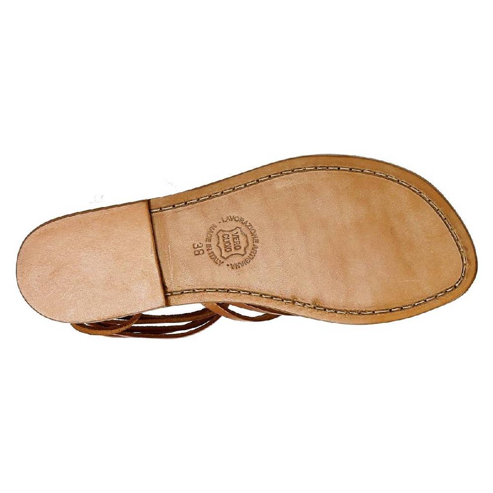 Lartigiano Del Cuoio Sandali alla schiava donna artigianali in pelle color cuoio antico Pezzi Unici