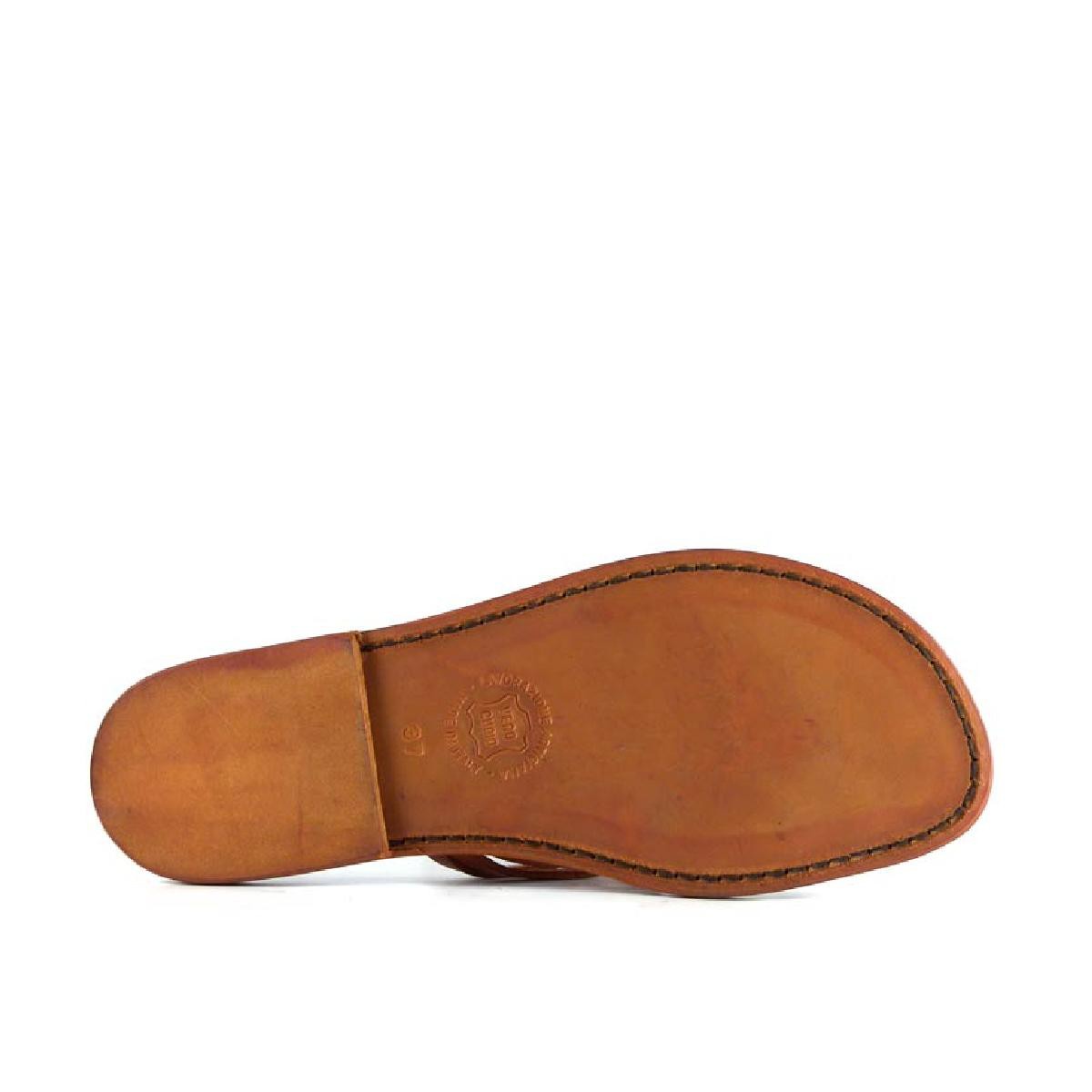 Lartigiano Del Cuoio Infradito intrecciati da donna fatti a mano in pelle arancio con suola in cuoio Acquista Ora