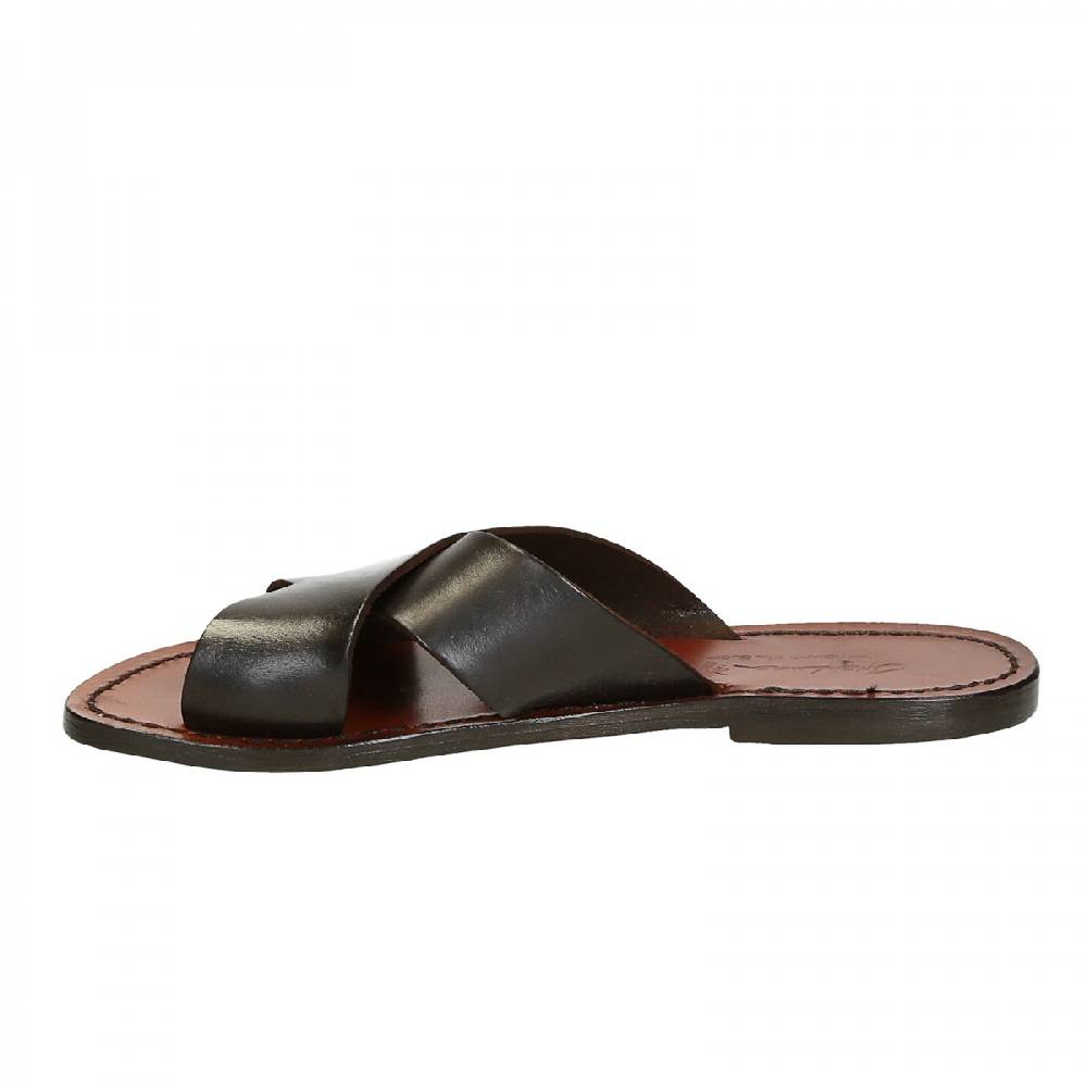 Lartigiano Del Cuoio Ciabatte donna in pelle marrone artigianali Shopping Online