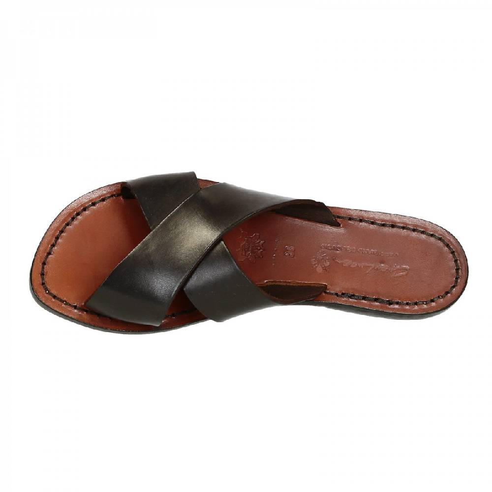 Lartigiano Del Cuoio Ciabatte donna in pelle marrone artigianali Shopping Online