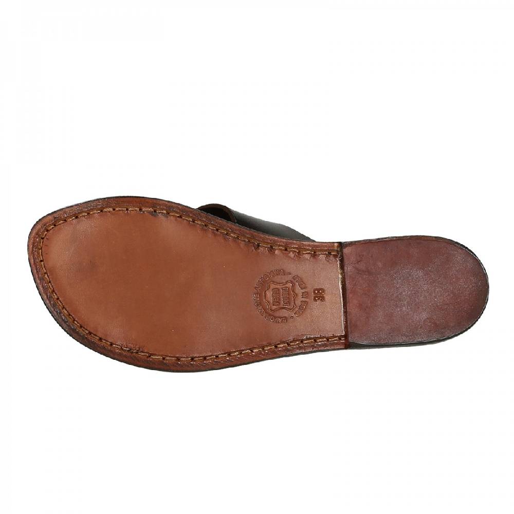 Lartigiano Del Cuoio Ciabatte donna in pelle marrone artigianali Shopping Online