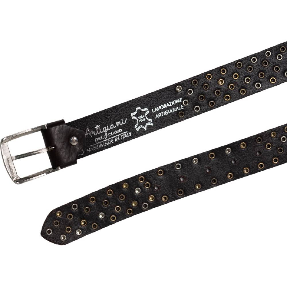 Lartigiano Del Cuoio Cintura borchiata in pelle marrone scuro di 3,5 cm unisex Convenienza