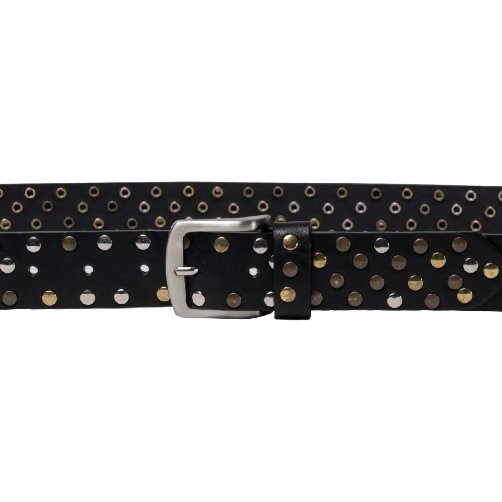 Lartigiano Del Cuoio Cintura in pelle nera con borchie metalliche unisex Novità