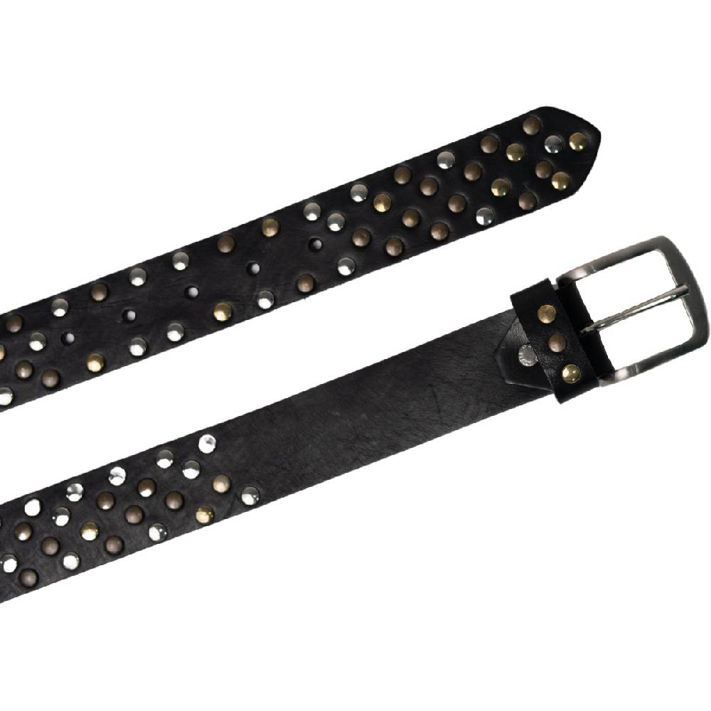 Lartigiano Del Cuoio Cintura in pelle nera con borchie metalliche unisex Novità