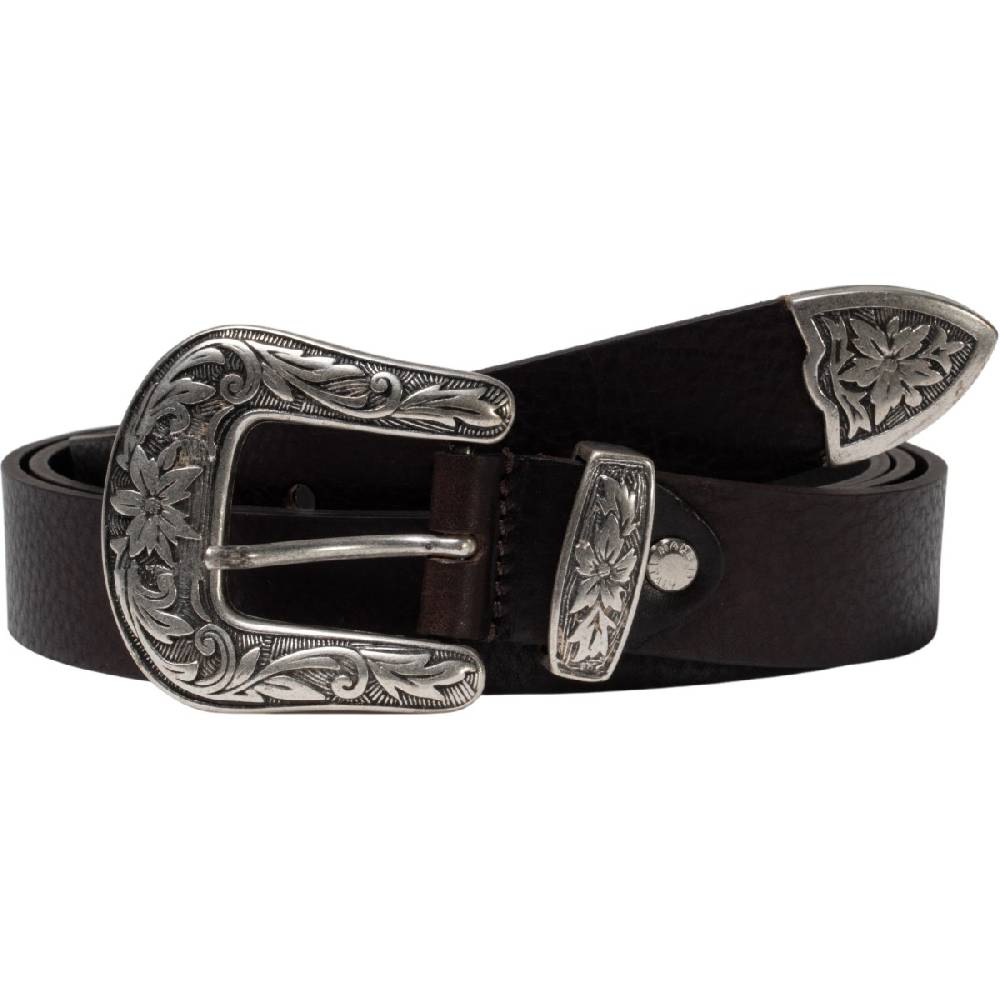 Lartigiano Del Cuoio Cintura western donna in pelle marrone scuro con fibbia in metallo Sconto